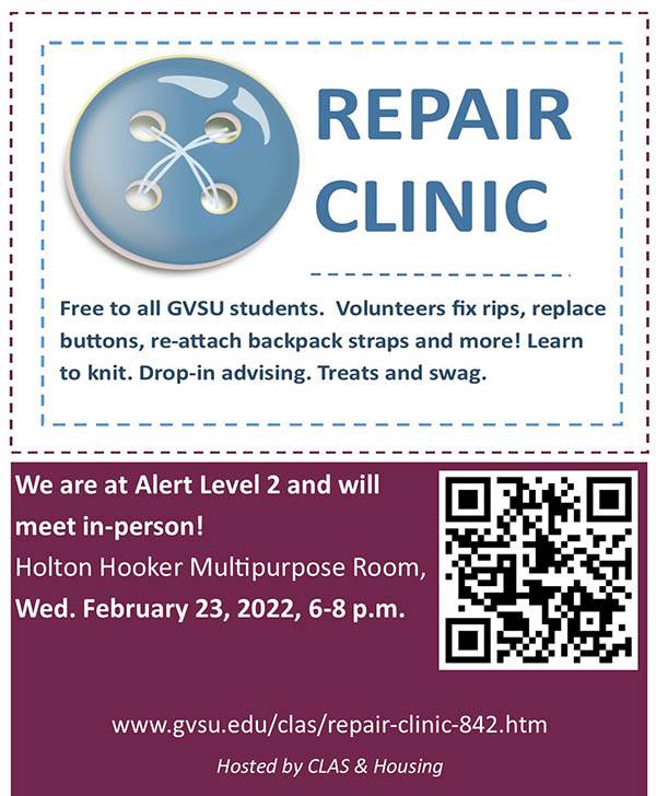 Repair Clinic, Feb. 23, 6-8 p.m. Holton Hooker